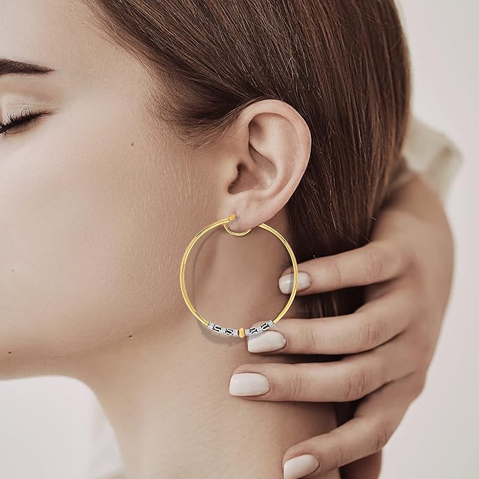 LeCalla 925 Sterling Silber große Ohrringe leichte antike Bali Hoops | zweifarbige oxidierte balinesische Ohrringe für Frauen